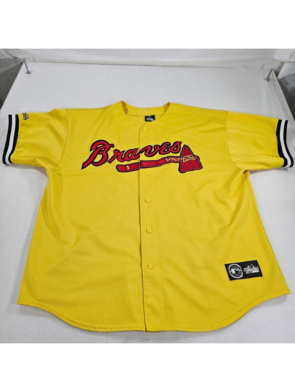 Atlanta Braves Majestic Yellow Baseball Jersey Mens 3XL Genuine Merchandise MLB